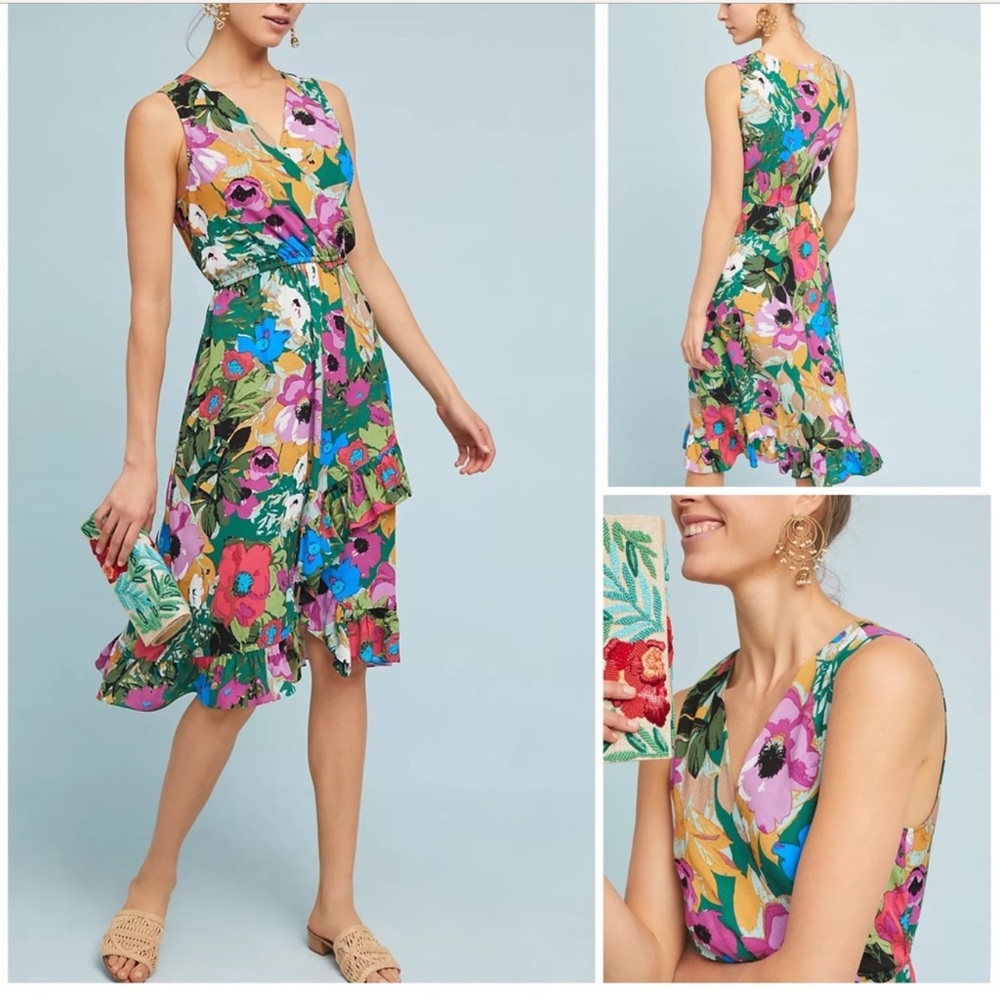 Anthropologie Plenty by Tracy Reese Daphne Wrap Dress Sz XL Ruffle Floral Midi